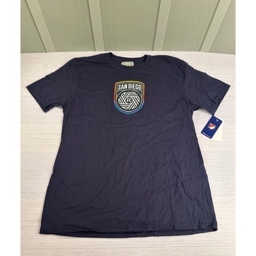 MLS San Diego FC Mens T-Shirt Navy Blue Soccer Fan Graphic Tee Large NWT